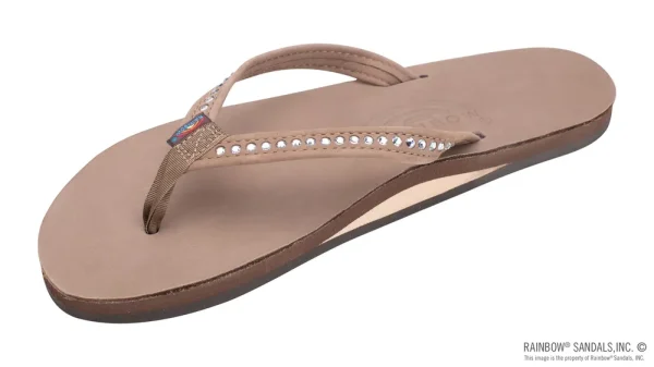 Crystal Collection – Single Layer Arch Support Leather 1/2″ Narrow Strap with Crystals